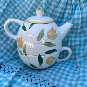 Floral Teapot with Yellow and Green Accents- Verona Designs 1980’s